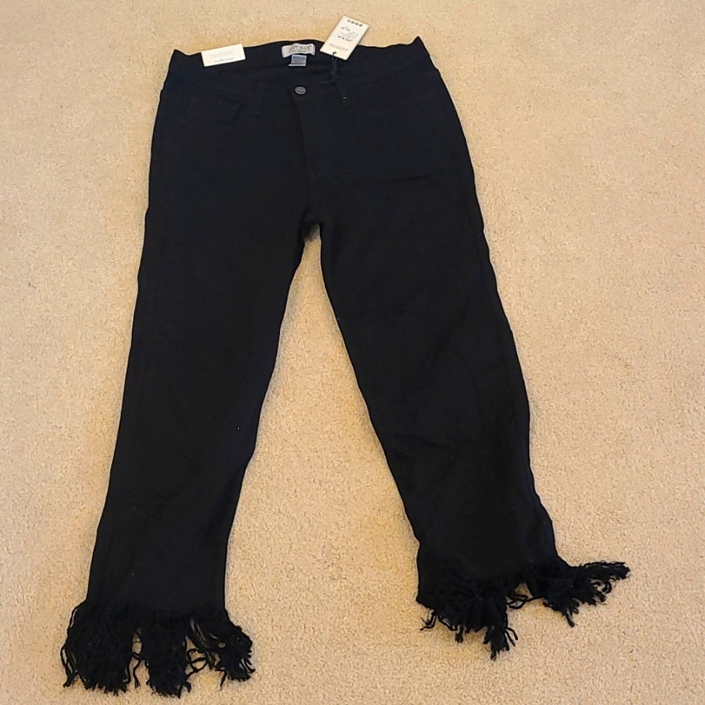 Judy Blue Black Fringe Crop Denim Size 13 / 31
